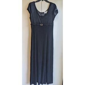 VTG Papell Boutique Evening Women's Black Velvet Fit & Flare Maxi Dress Size 14